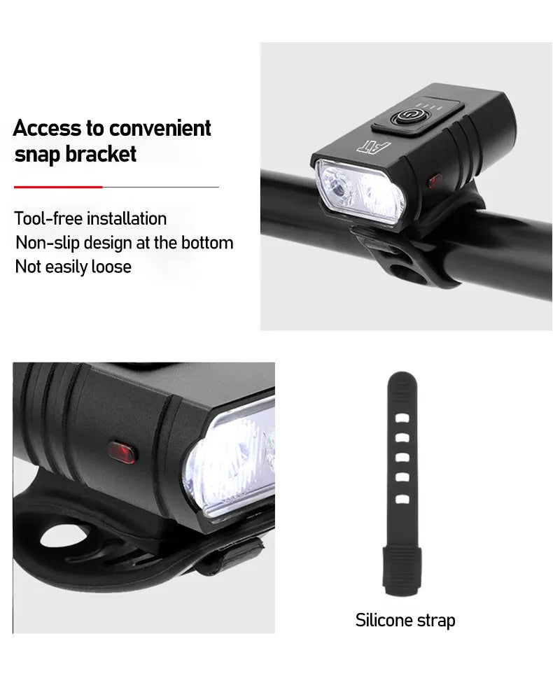 LED Bicycle Front Light Type-C Rechargeable Bicycle Headlight MTB Road Bike Headlamp Easy to Install Cycling Accessories Beauty World Shop