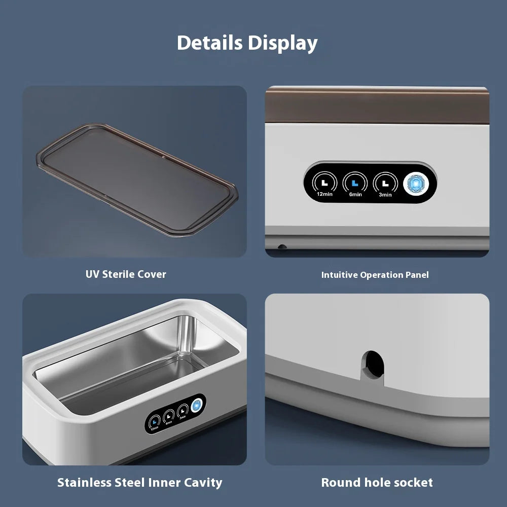 Ultrasonic Cleaner Machine Eyeglass 650ml Mini High-frequency Vibration Cleaning For Glasses Jewelry Denture Pacifier Beauty World Shop