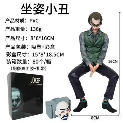 16cm Joker Heath Ledger Action Figure Sitting Green Suit Handheld Joker Mask Doll Desktop Decoration Model Toy Christmas Gift Beauty World Shop