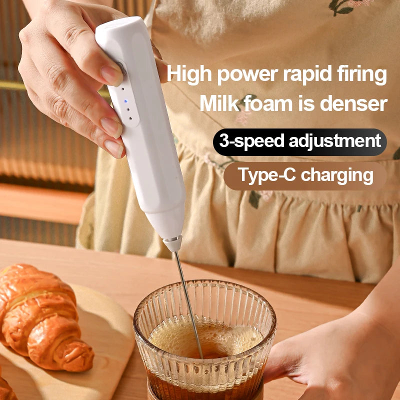 MINI Coffee Frother USB Rechargeable 3 Speeds Foam Maker Coffee Milk Mixer Electric Handle Blender Egg Beater Hot Cooking Tools Beauty World Shop