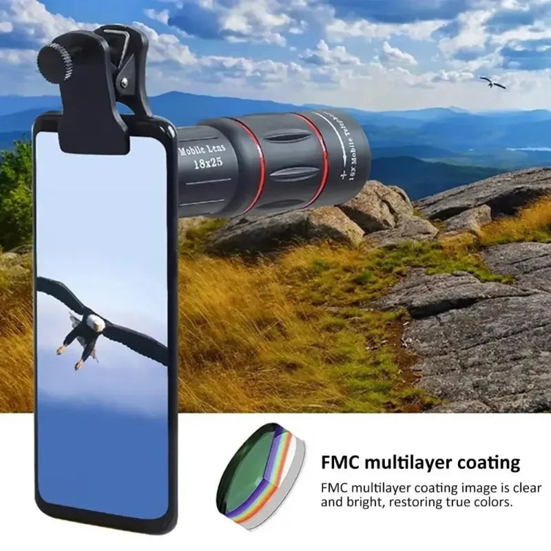 Universal 18x Magnification Mobile Phone Telephoto Lens External Zoom Clip-On Camera Lens for Concerts Beauty Trend Shop