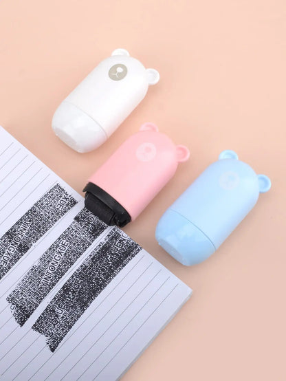 1 Cute Bear Shaped Roller Stamp, Study Notebook Typos Cover Graffiti Fashion Stamp, Personal Privacy Graffiti Daily Necessities Beauty World Shop