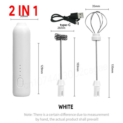 UPGRADED Electric Coffee Frother/MILK Whisk+Egg Beater MINI Food Blender USB Rechargeable Handheld Three Speeds Espresso Tools Beauty World Shop