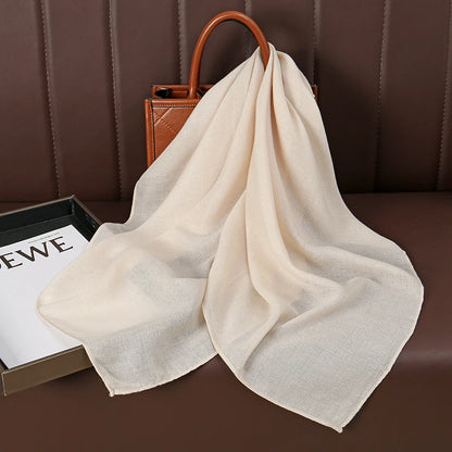 90*90cm Thin Soft Square Scarves for Women Simplicity Solid Color Cotton Linen Headscarf Muslim Female's Hijabs Bag Accessories Beauty World Shop