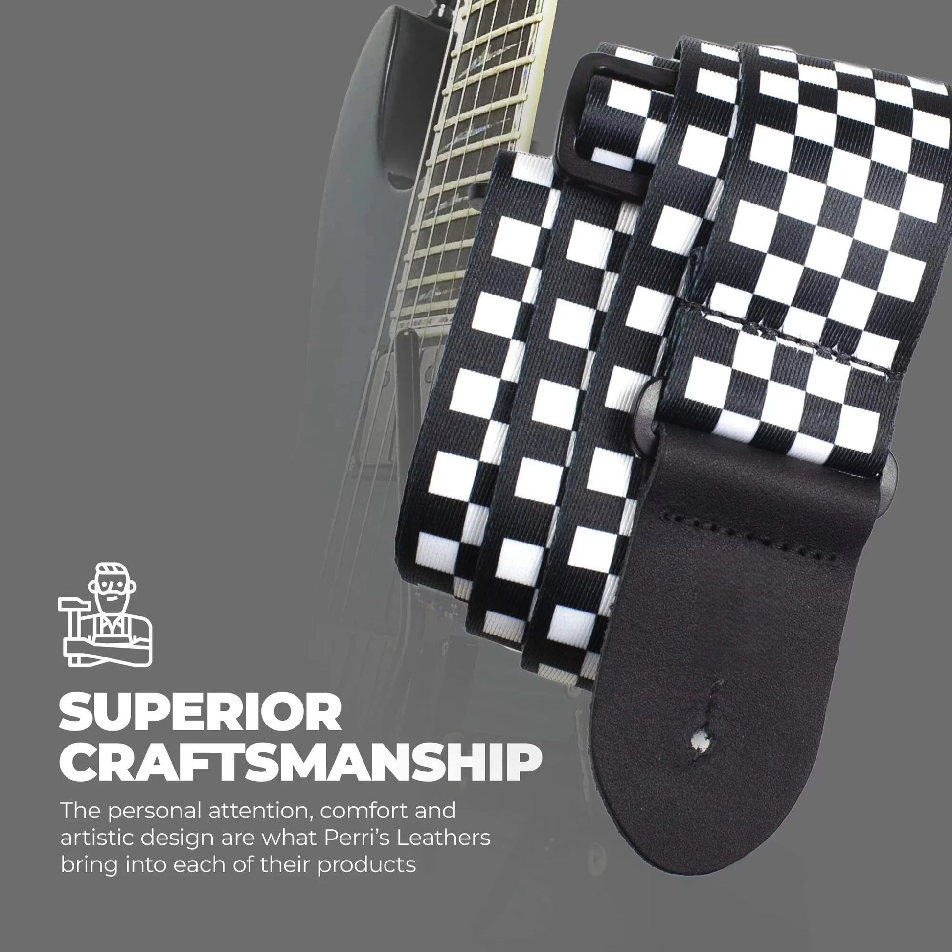 10pcs Guitar Shoulder Strap, Black and White Squares Pattern Adjustable Guitar Shoulder Strap Includes 5 Guitar Picks and 1 Hold Beauty World Shop