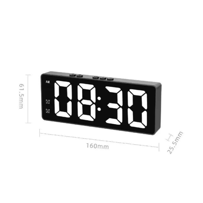 LED Electronic Mirror Alarm Clock Digital Clock Sound Control Temperature Clock Desktop Decoration Beauty World Shop