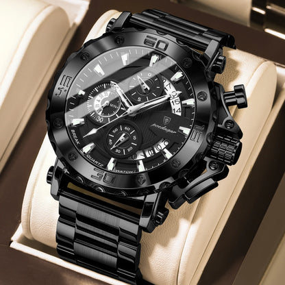 POEDAGAR Luxury Men's Watch Calendar Luminous Waterproof Man Clock Chronograph Stainless Steel Quartz Watches For Men Reloj Gift Beauty World Shop