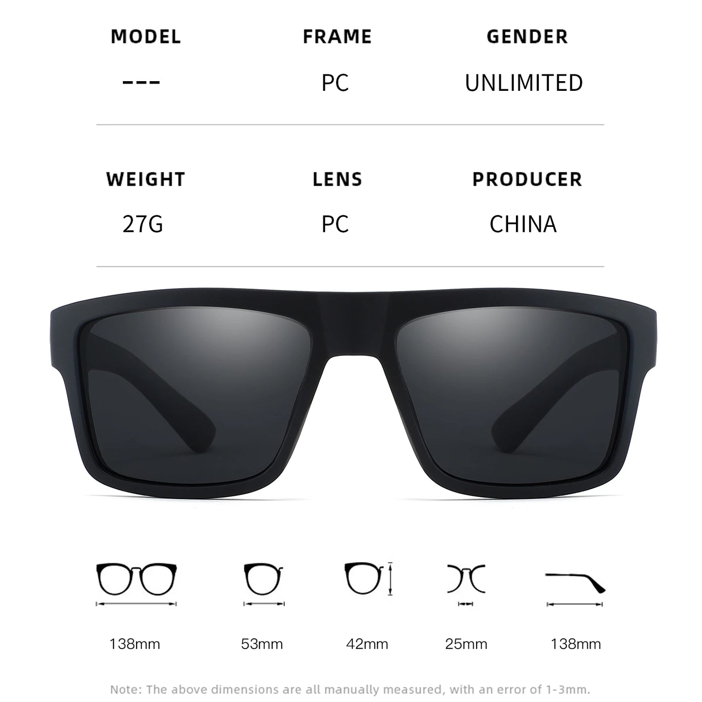 Classic Polarized Sunglasses Men Women Fashion Square Eyewear Male Sun Glasses Vintage Driving Eyeglasses Sport Shades Beauty World Shop