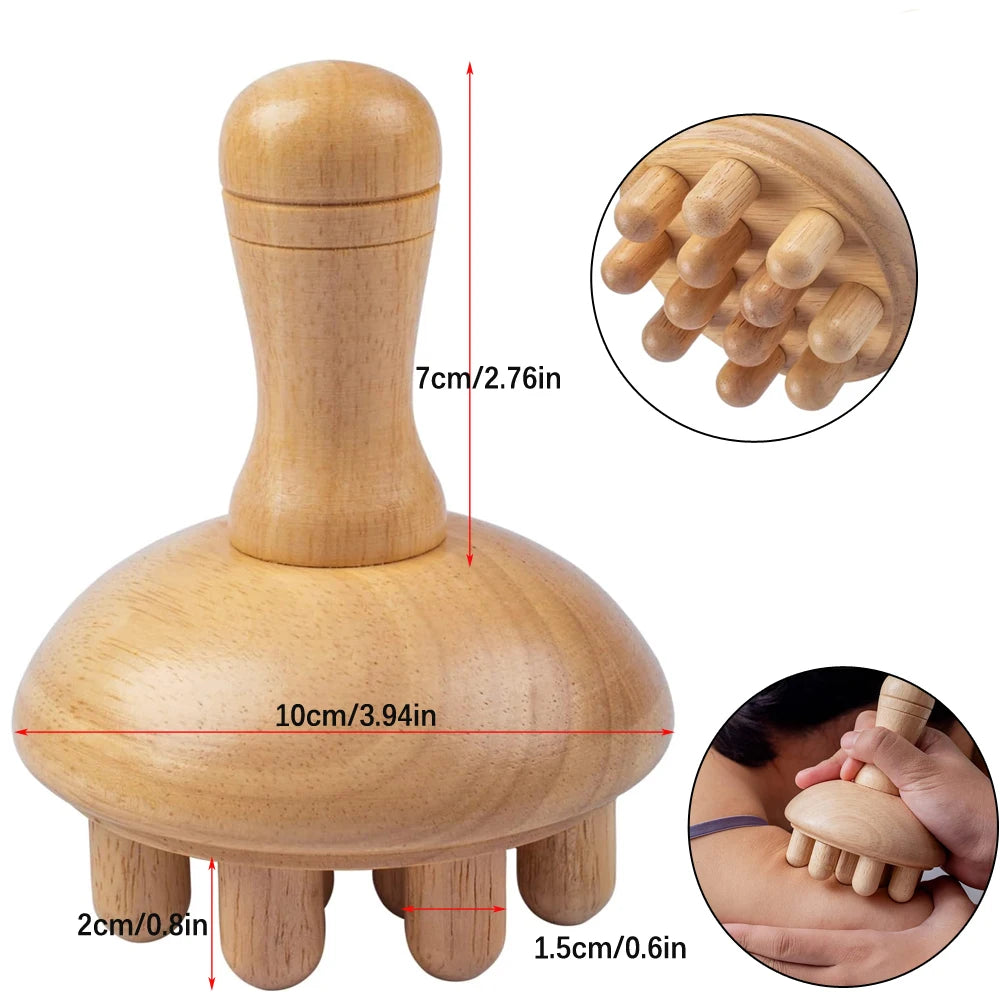 Wooden Mushroom Shape Massage,Manual Wood Therapy Massage Tool,Anti Cellulite,Maderoterapia,Lymphatic Drainage,for Full Body Use Beauty World Shop