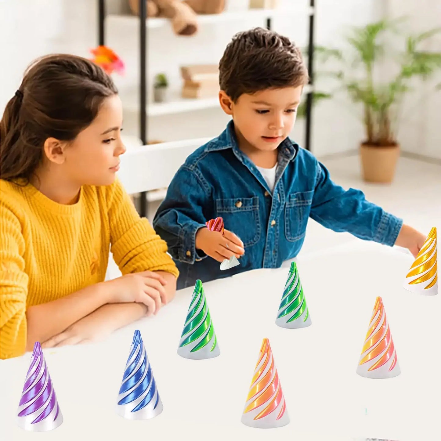 3D Printed Spiral Cone Pyramid Passthrough Sculpture Pass Through Pyramid Toy Mini Vortex Thread illusion Cone Spiral Ornament Beauty World Shop