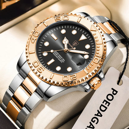 POEDAGAR Original Luxury Man Wristwatch Waterproof Luminous Date Men Watch Stainless Steel Fashion Business Men's Quartz Watches Beauty World Shop