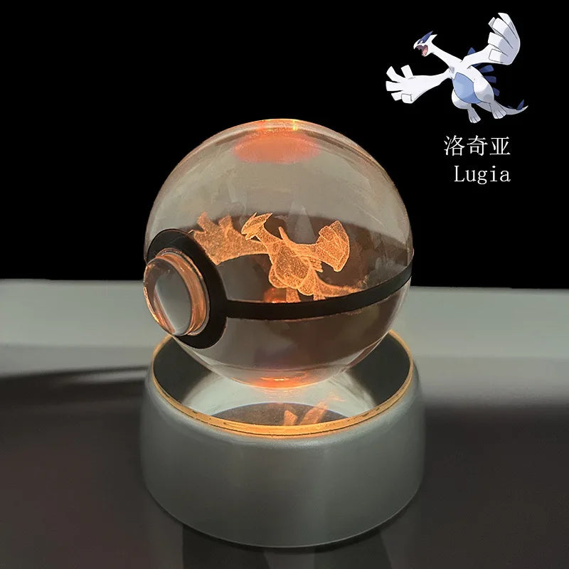 Pokemon Crystal Ball Pikachu Gengar Eevee Mewtwo Lacario Anime Game Pokeball Led Night Light Base Kids Birthday Gift Home Decor Beauty World Shop