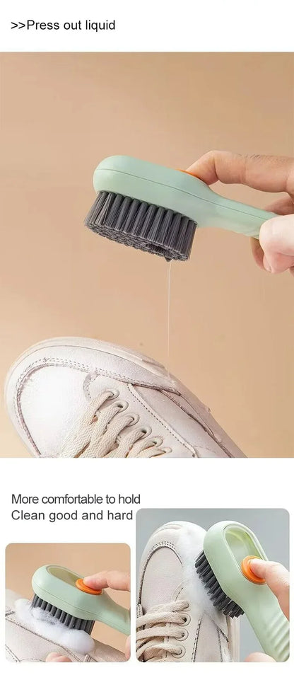 Multifunction Cleaning Shoe Brush Soft Automatic Liquid Shoe Brush Long Handle Clothes Soap Brush With Hook Clean Tool Beauty Fashion