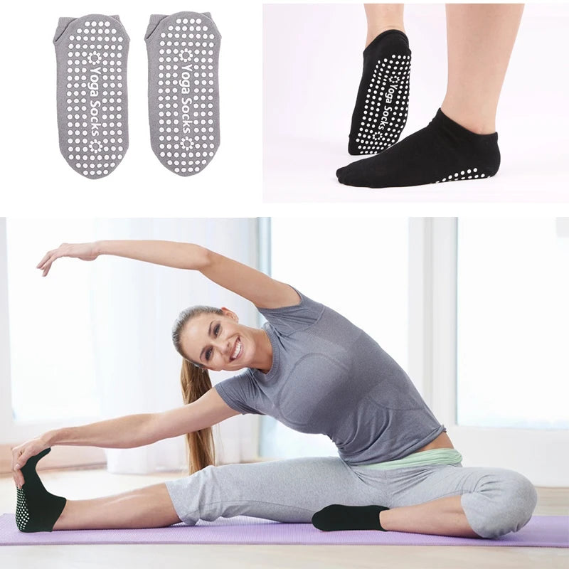 1Pair Non Slip Yoga Pilates Socks Gym Fitness Dance Barre Woman Socks Full Toe Ankle Fall Prevention Sports Grip Socks Beauty World Shop