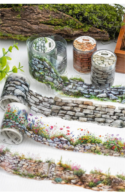 2 Roll PET Tape Green Field Flower Wall Series Sealing Stickers Album Diary Decoration Phone Case Sticker Notebook Accessories Beauty World Shop