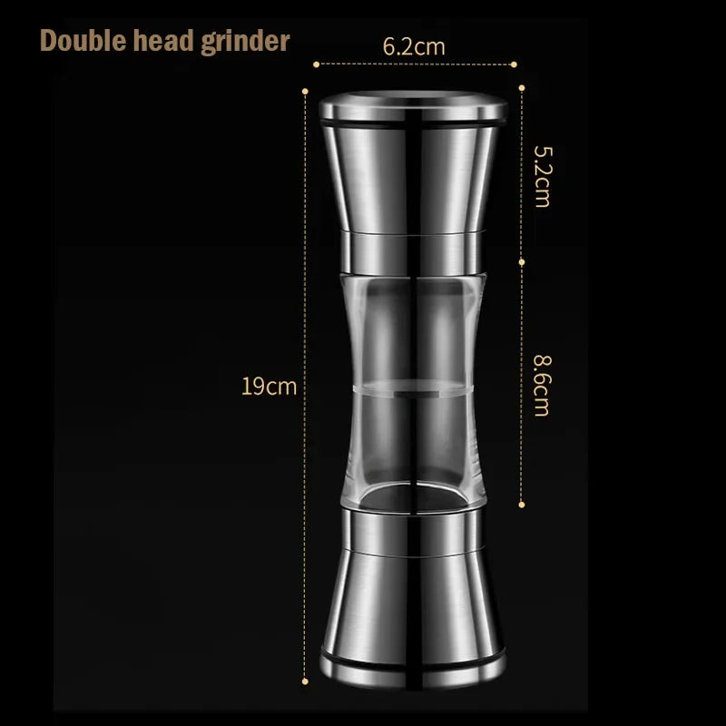 2-in-1 Adjustable Pepper Salt Grinder - Rustproof Stainless Steel Manual Mill with Double Heads & Coarseness Control Beauty Trend Shop
