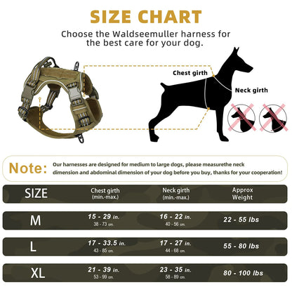 Tactical Dog Harness, No Pull Dog Harness, Adjustable Breathable MOLLE Dog Vest Harness for Medium Large Dog Reflective Military Beauty World Shop