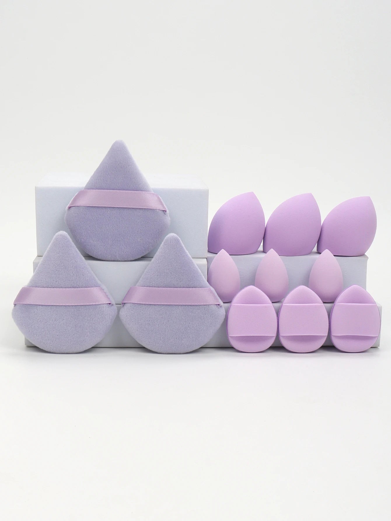 12-Piece All-Purpose Makeup Sponge Set, Made of 3 Loose Powder Puffs, 3 Mini Air Cushion Puffs, 3 Beauty Eggs and 3 Mini Beauty Beauty World Shop