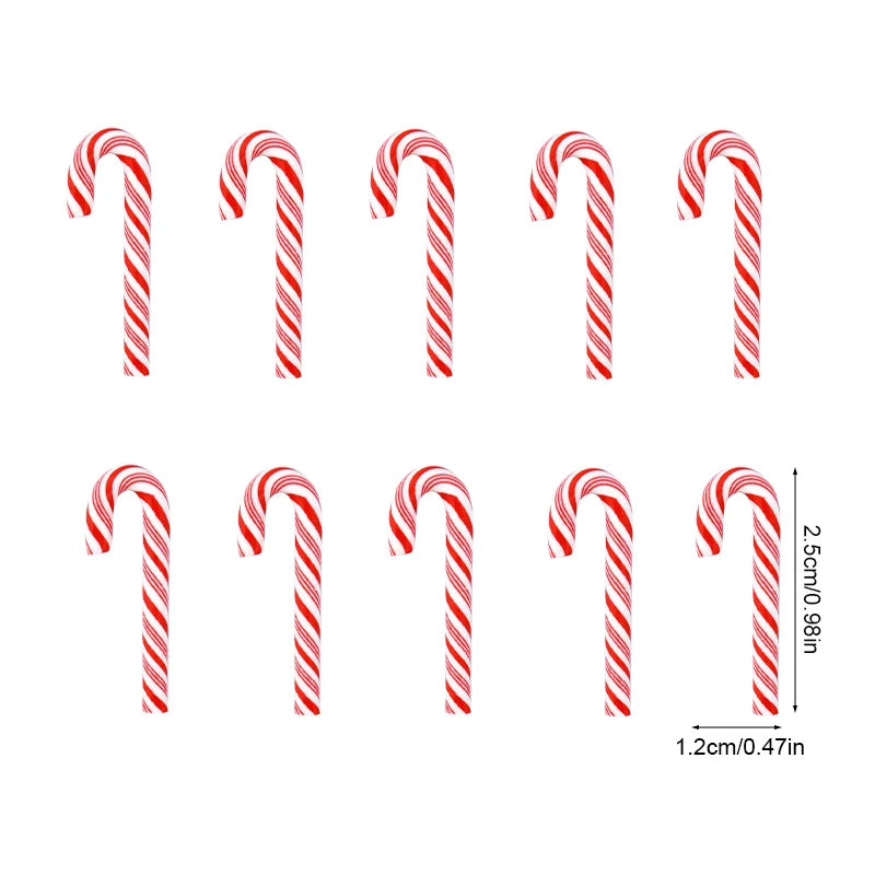10/30/50Pcs Mini Candy Cane Christmas Decoration Red White Resin Candy DIY Crafts Xmas Pendant Navidad Home Decor 2025 New Year Beauty World Shop
