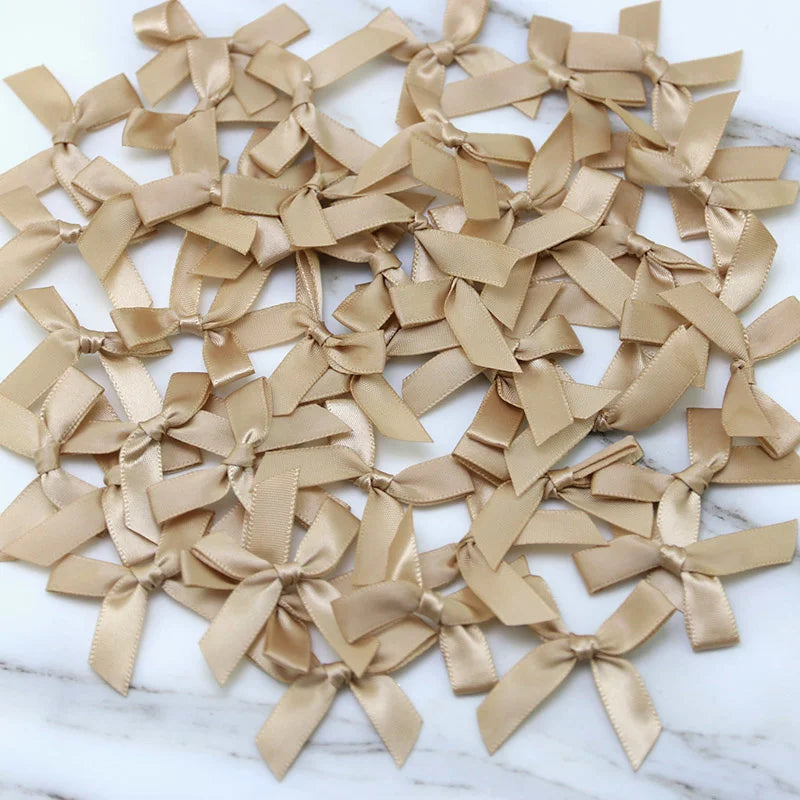 (50 Pcs) 4*4cm Colourful Ribbon Bows Small Size Polyester Satin Ribbon Bow Flower DIY Craft Decoration Beauty World Shop
