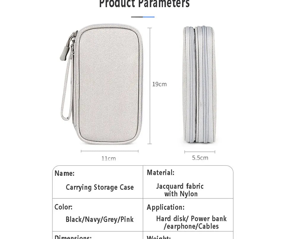 Data Cable Storage Bag Waterproof Portable Carry Case  Storage Bag Travel Organizer Bag for Cable Cord USB Charger Beauty World Shop