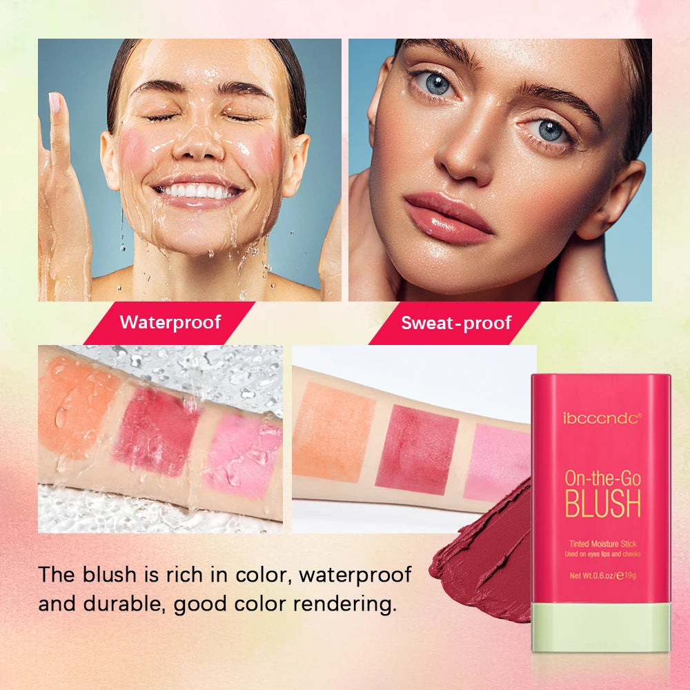 Make Up Functional Blush Stick Easy Color Rouge Blusher Cream Waterproof High Color Rendering Brightening Skin Tone Hot Beauty World Shop