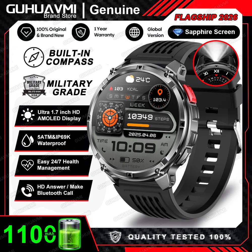 2026 New T-Rex3 Pro 1100mAh Battery Smart Watch GPS path 5ATM Waterproof Sports Run tracker Outdoors Compass Military Smartwatch Beauty World Shop