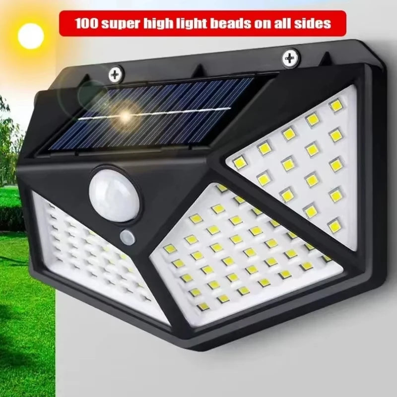 100 LED Solar Lights Outdoor Wall Lamp 3 Modes 270° Lighting Angle IP65 Waterproof Motion Sensor Security Lights Wireless Lights Beauty World Shop