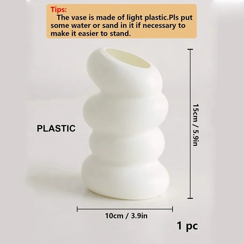 1PC Plastic Spiral White Vase Nordic Creative Flower Arrangement Container For Kitchen Living Bedroom Home Decoration Ornamen Beauty World Shop