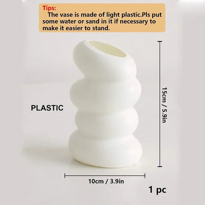 1PC Plastic Spiral White Vase Nordic Creative Flower Arrangement Container For Kitchen Living Bedroom Home Decoration Ornamen Beauty World Shop