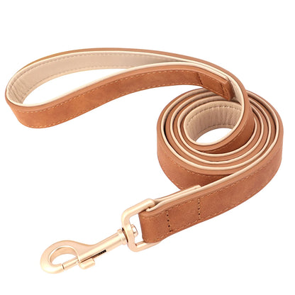 Soft Padded Dog Collar Leash Set PU Leather Pet Dog Collars Necklace With Walking Lead Rope Adjustable For Small Medium Dogs Pug Beauty World Shop
