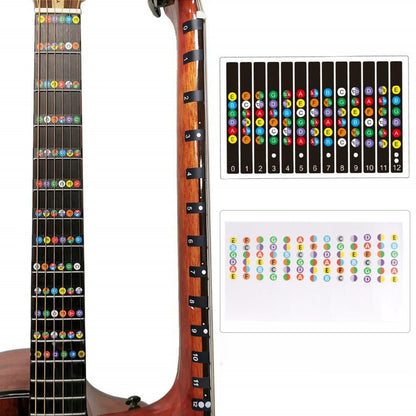 Miwayer Guitar Fretboard Notes Map Labels Stickers 6 String Transparent and Black Fingerboard Fret Decals for Guitar Beginner Beauty World Shop