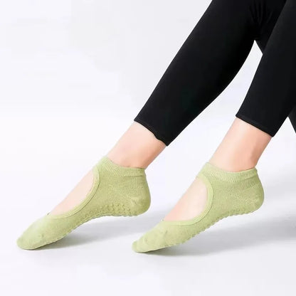 Backless Non-slip Fitness Yoga Socks Cotton Women Sport Pilates Socks Ballet Dance Slippers Barefoot Sock Workout for Gym Beauty World Shop