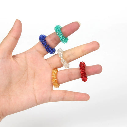Acupressure Rings Spiky Sensory Finger Rings, Spiky Finger Ring Acupressure Ring Set Silent Stress Massager Finger Massage Tool Beauty World Shop