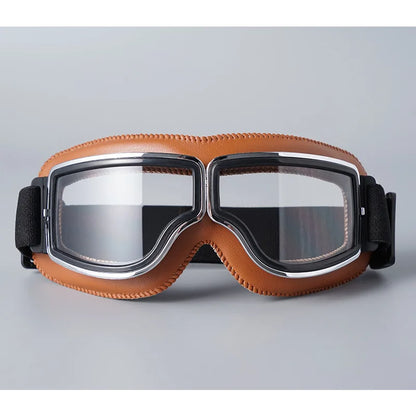Motorcycle Glasses Windproof Motorcycle Helmet Glasses Sunglasses Retro Universal Folding Leather Retro Motorcycle Accessories Beauty World Shop