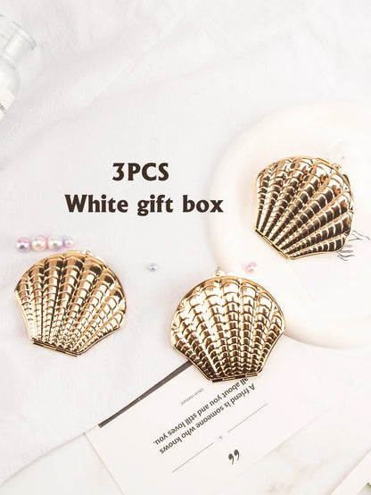 1PC Golden Shell Double Sided Makeup Mirror Exquisite Portable For Girlfriend Mum Wife Teacher Sister Auntie Birthday Party Holi Beauty World Shop