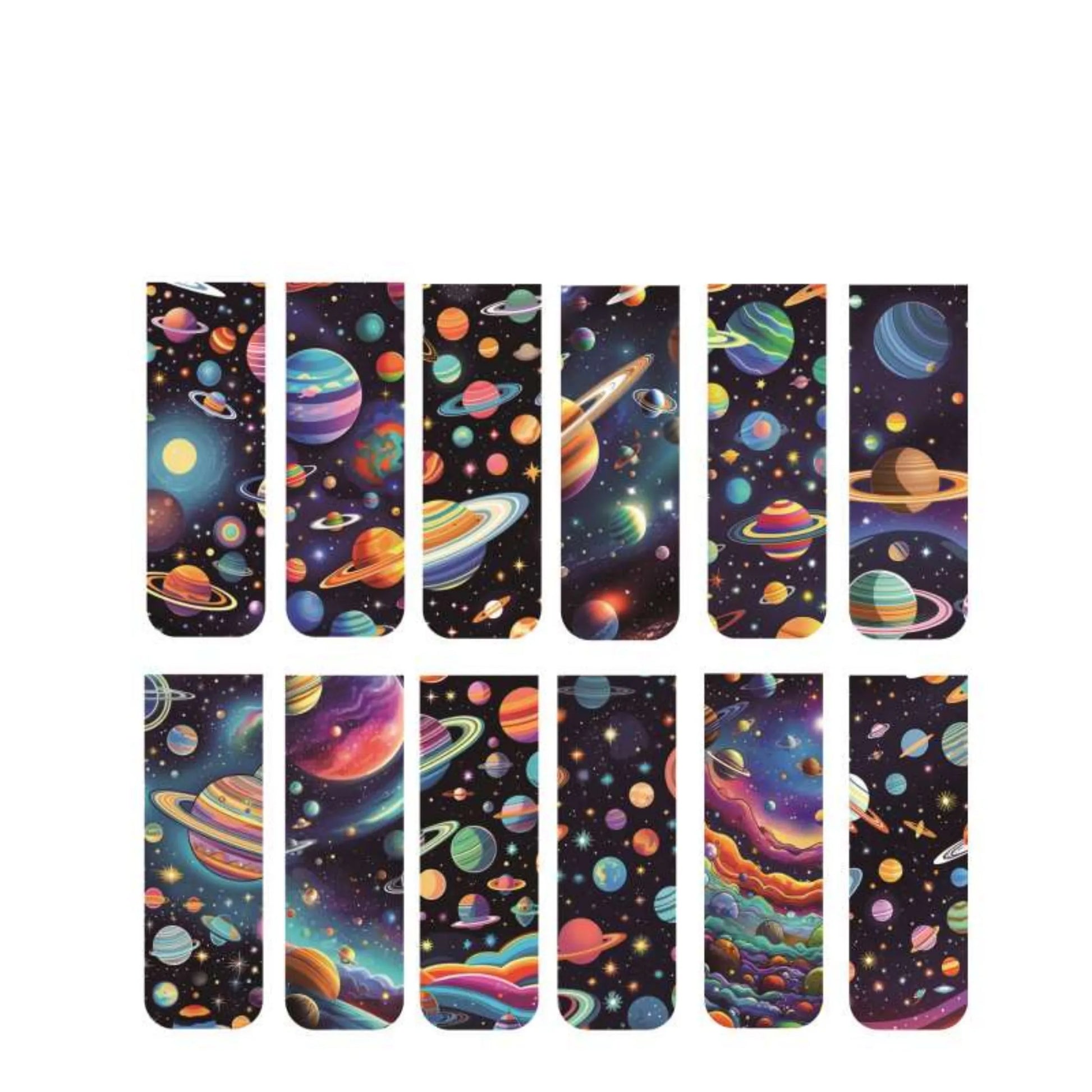12pcs Space & Planet Themed Magnetic Bookmarks - Durable Paper Page Markers for Students, Teachers and Everyday Use Beauty World Shop
