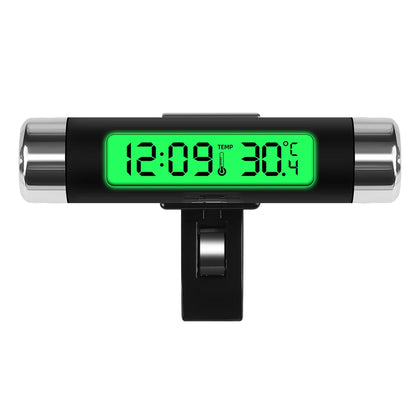 Portable 2 in 1 Car Digital LCD Clock Temperature Display Electronic Clock Thermometer Car Automotive Blue Backlight With Clip Beauty World Shop