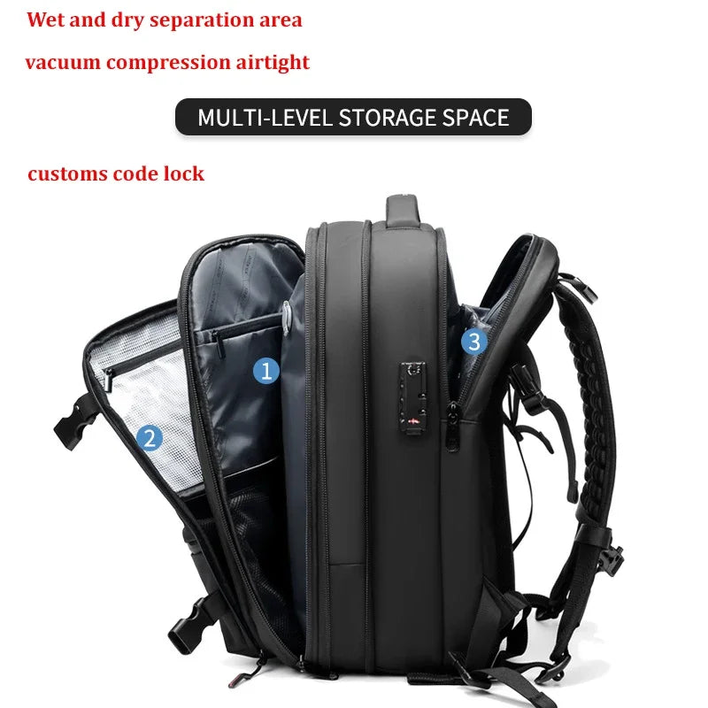 Travel Men 17 Inch Laptop Backpack Vacuum Compression Backpack Business Large Capacity School Backpack Expand Outdoor Backpack Beauty World Shop