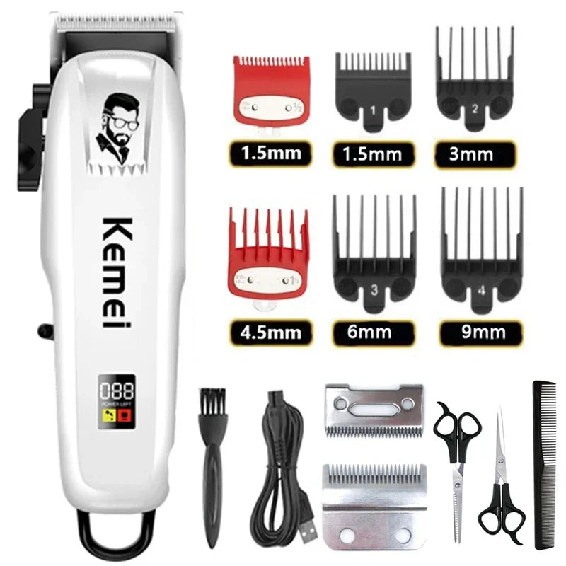 Kemei Electric Hair Clipper KM-PG809A Hair Cut Wireless Trimmer Men Professional Clipper Machine Rechargeable Hair Cut Barber Beauty Trend Shop