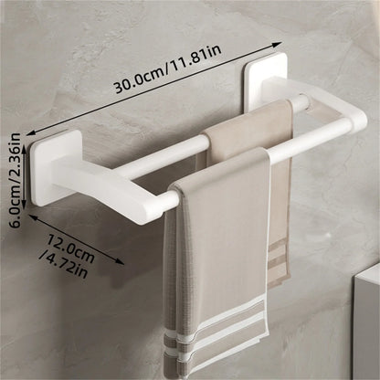 Bathroom Towel Holder White Without Drilling Bathroom Gray Towel Rack Towel Bar Self-Adhesive Bathroom Towel Rack Towel Rail Beauty World Shop