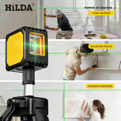 HILDA 2-Line Green Laser Level Self-Leveling Cross Line, Mini Size USB Charging Convenient to Carry High Visibility Beams Beauty World Shop