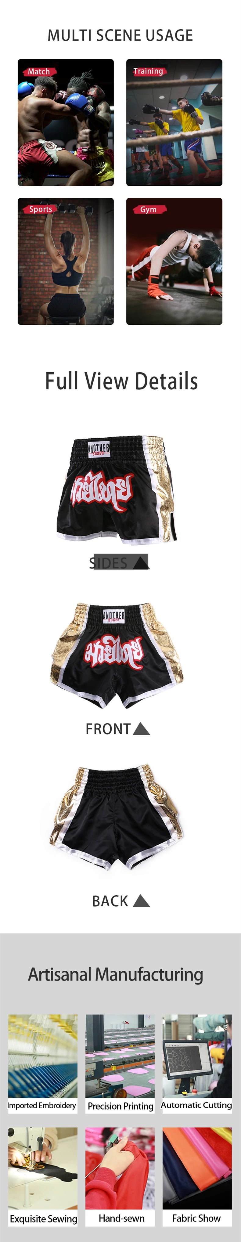 Men's Boxing Shorts Kickboxing Short Muay Thai Women Child Martial Arts Training Team Clothes Gym Grappling BJJ Cage Fight Pants