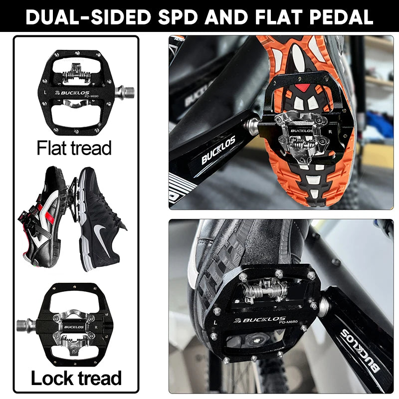 BUCKLOS Mountain Bike Pedals 3 Sealed Bearing PD-M680 Dual Clipless Flat & Lock Pedal Aluminum Cycling Pedals Fit Shimano SPD Beauty World Shop