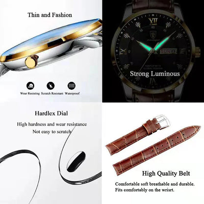 POEDAGAR Luxury Brand Men Watches Waterproof Luminous Leather Quartz Man Wristwatch Casual Sports Military Watch For Men relogio Beauty World Shop