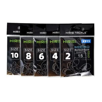 Hirisi 15x Carp Fishing Hooks With Eye Micro Barb High Carbon Steel Fish Hooks PTFE Coated Fishing Accessories X915 Beauty World Shop