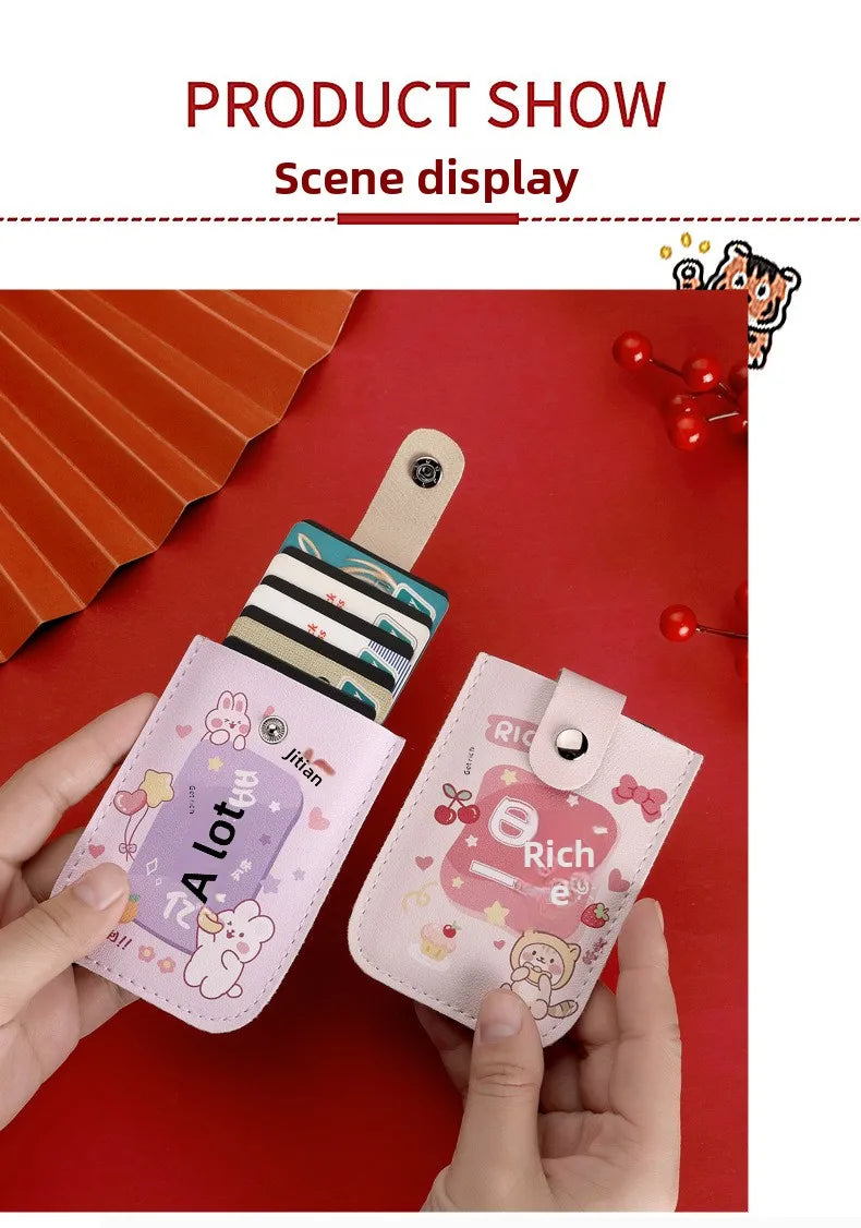 Vintage Oil Painting Pull Out Card Holder One Piece Women's Compact Ultra Thin Mini Cartoon New Style Niche Design Card Case Bag Beauty World Shop