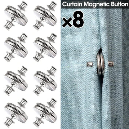 4/8Pairs Curtain Magnetic Button Detachable Curtain Fix Fastener Clip Prevent Light Adjustment Window Screen Close Magnet Buckle Beauty World Shop