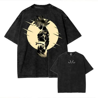 Anime Dragon Ball Cosplay Washed T-Shirt Cotton Short Sleeve Loose Large Casual Sports Fitness T-Shirt Men's Harajuku Clothing Beauty World Shop
