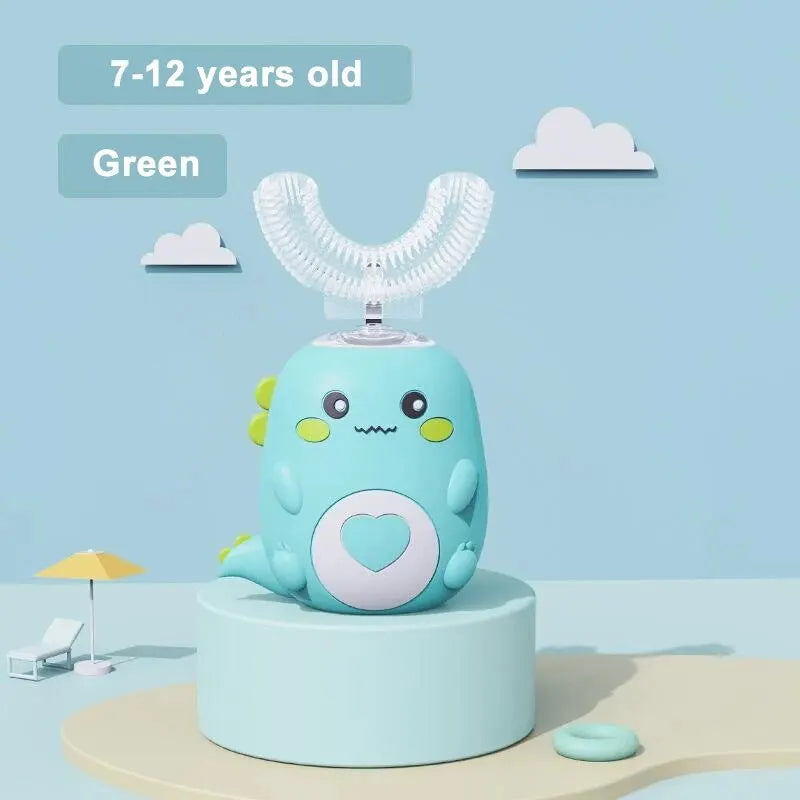 Children'S Electric Toothbrush Food Grade Silicone Oral 360 Degree Automatic Usb Charging Smart Children'S Toothbrush U-Shaped Beauty World Shop